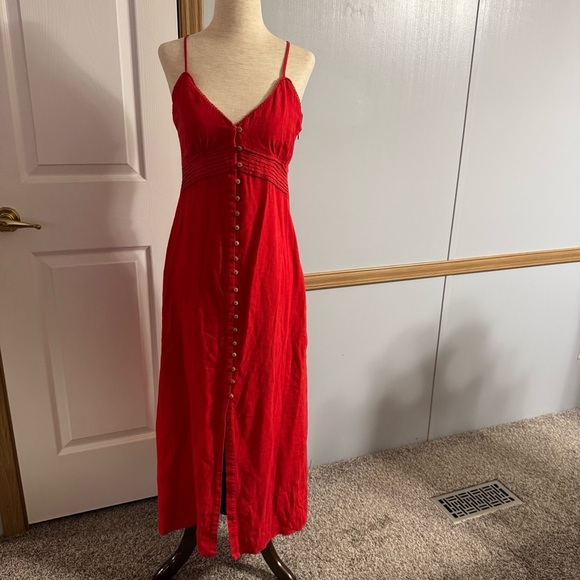 Zara Scarlet Red Strappy Midi Dress Size Small - Picture 1 of 11